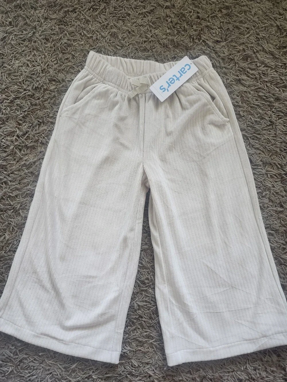 Carter's Soft Cream Ribbed Wide-Leg Pants